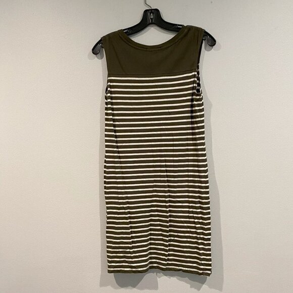 Olive Green and White Striped Banana Republic Jersey Dress - Size Small - Picture 2 of 4